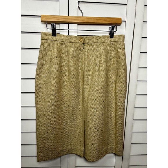 Chaus 100% Lambswool Herringbone Tweed Pencil Skirt Women's Size 10 Beige - Picture 8 of 8